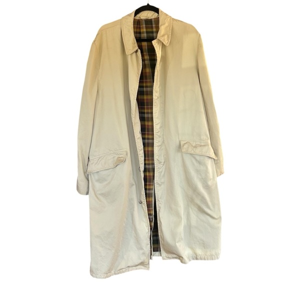 Vintage 1960’s Long Over Coat with Plaid Lining - Picture 1 of 7